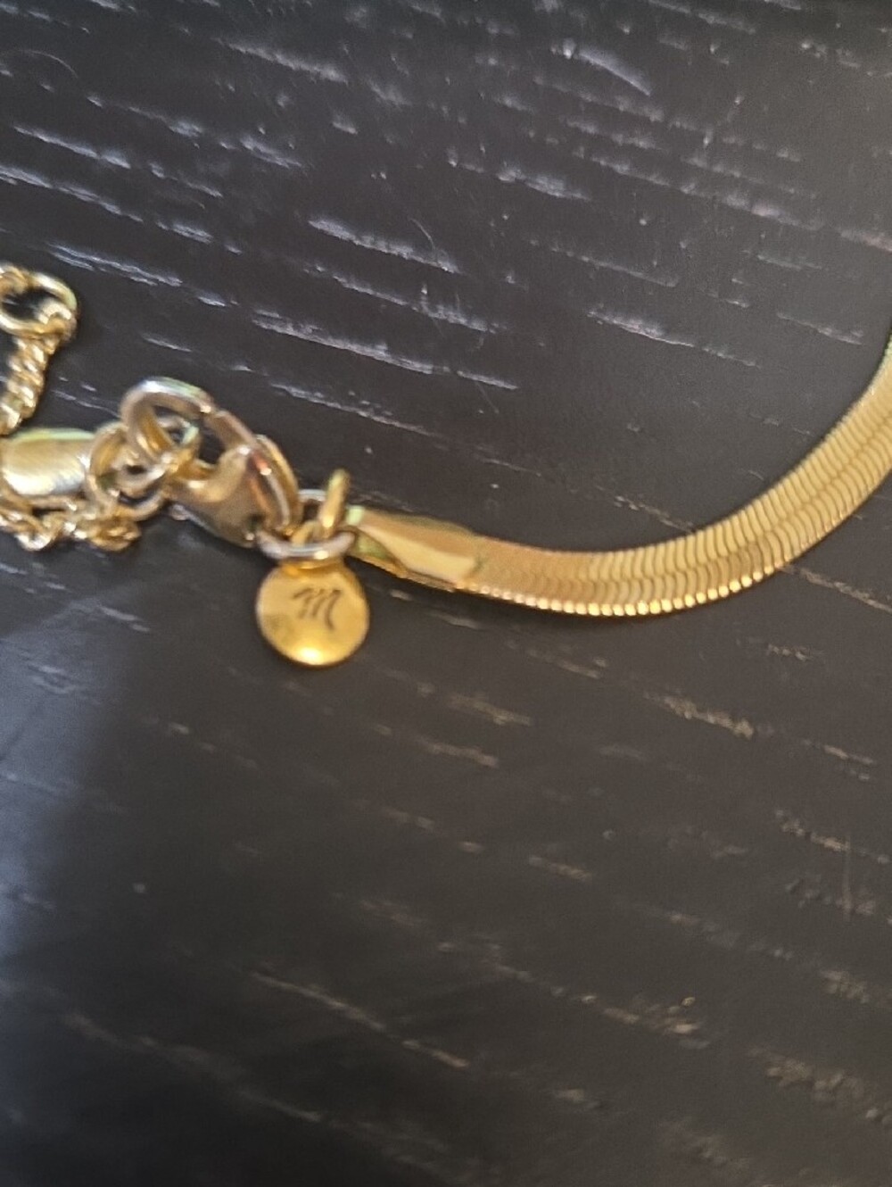 Madewell Gold Herringbone Flat Snake Chain Necklace - Picture 4 of 5